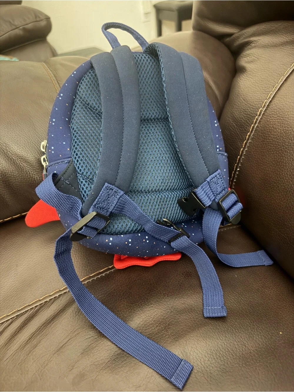 Kids Navy Blue Rocket Ship Backpack with Red Accents (NO LEASH)
